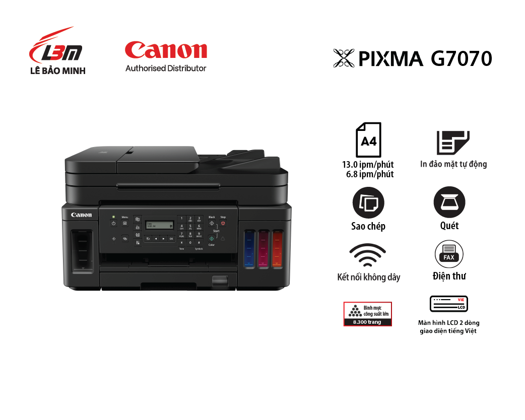 Máy in phun đa năng Canon PIXMA G7070 - Hệ thống mực liên tục