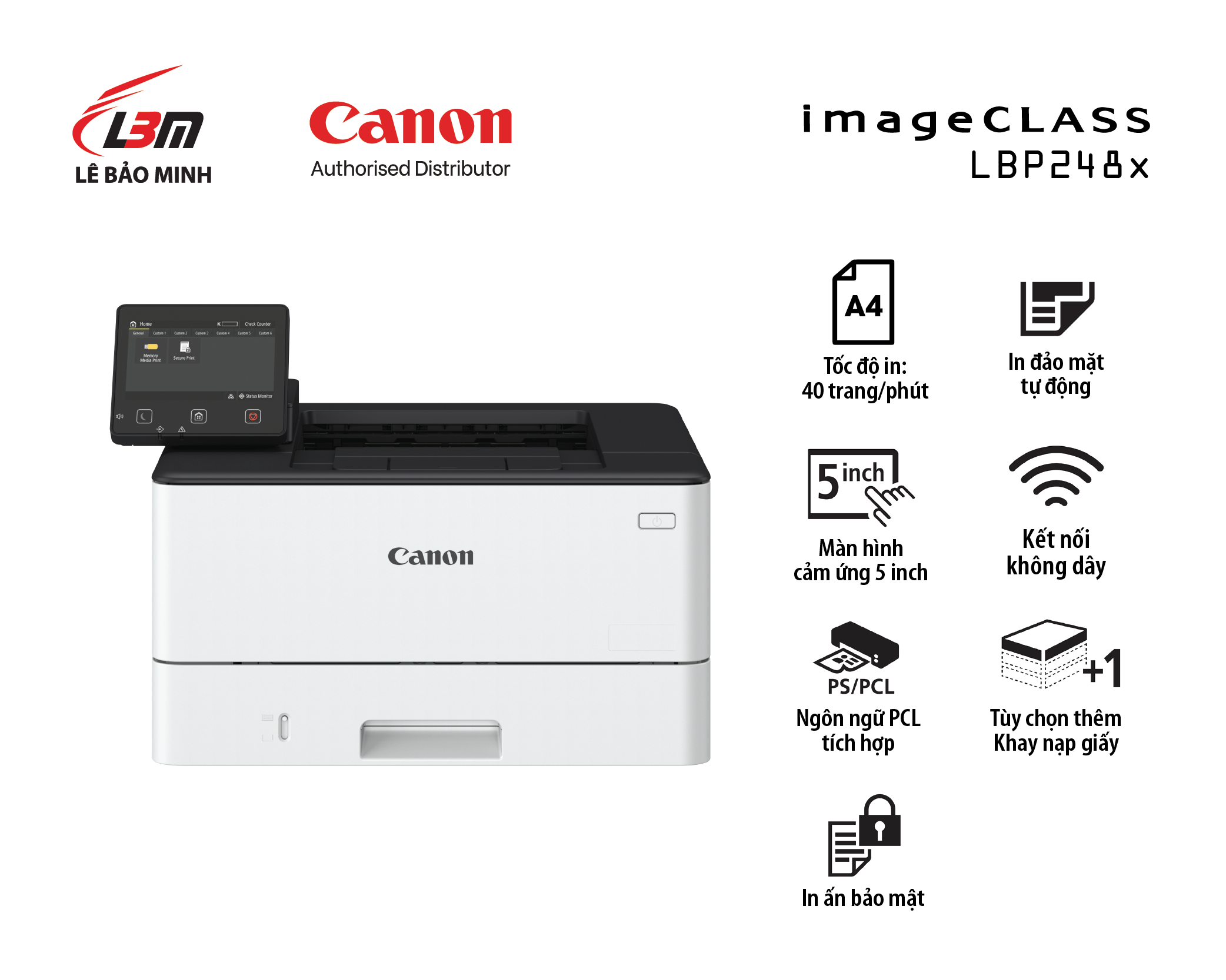 Máy in Laser Canon imageCLASS LBP248x Trắng Đen