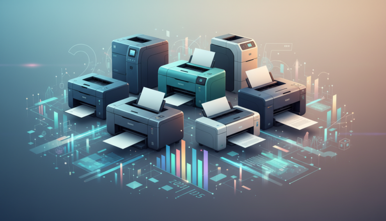Tạo ảnh minh họa chuyên nghiệp cho bài viết với tiêu đề: "Bảng giá các loại máy in 2025: Cập nhậ