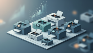 Tạo ảnh minh họa chuyên nghiệp cho bài viết với tiêu đề: "Bảng giá các loại máy in 2025: Cập nhậ