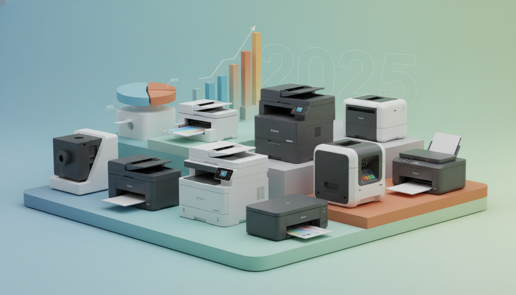 Tạo ảnh minh họa chuyên nghiệp cho bài viết với tiêu đề: "Bảng giá các loại máy in 2025: Cập nhậ
