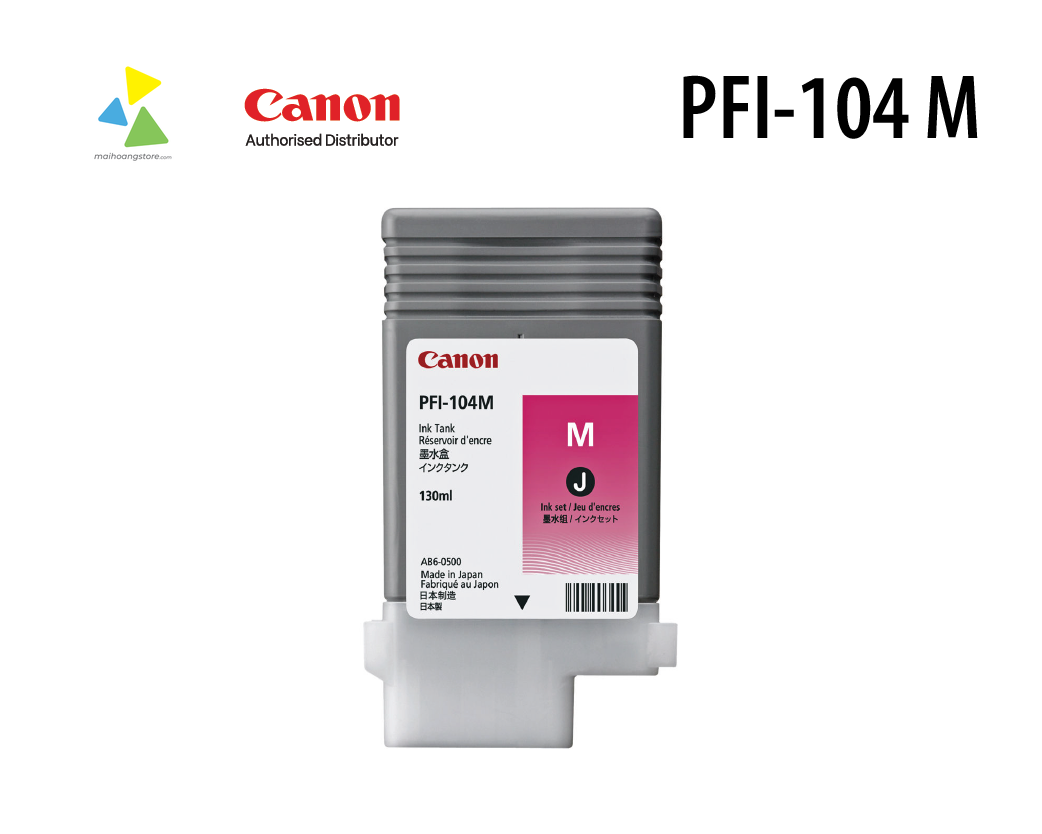 Hộp Mực In Canon PFI-104 M (Magenta) Chính Hãng cho Máy In Phun Khổ Lớn imagePROGRAF