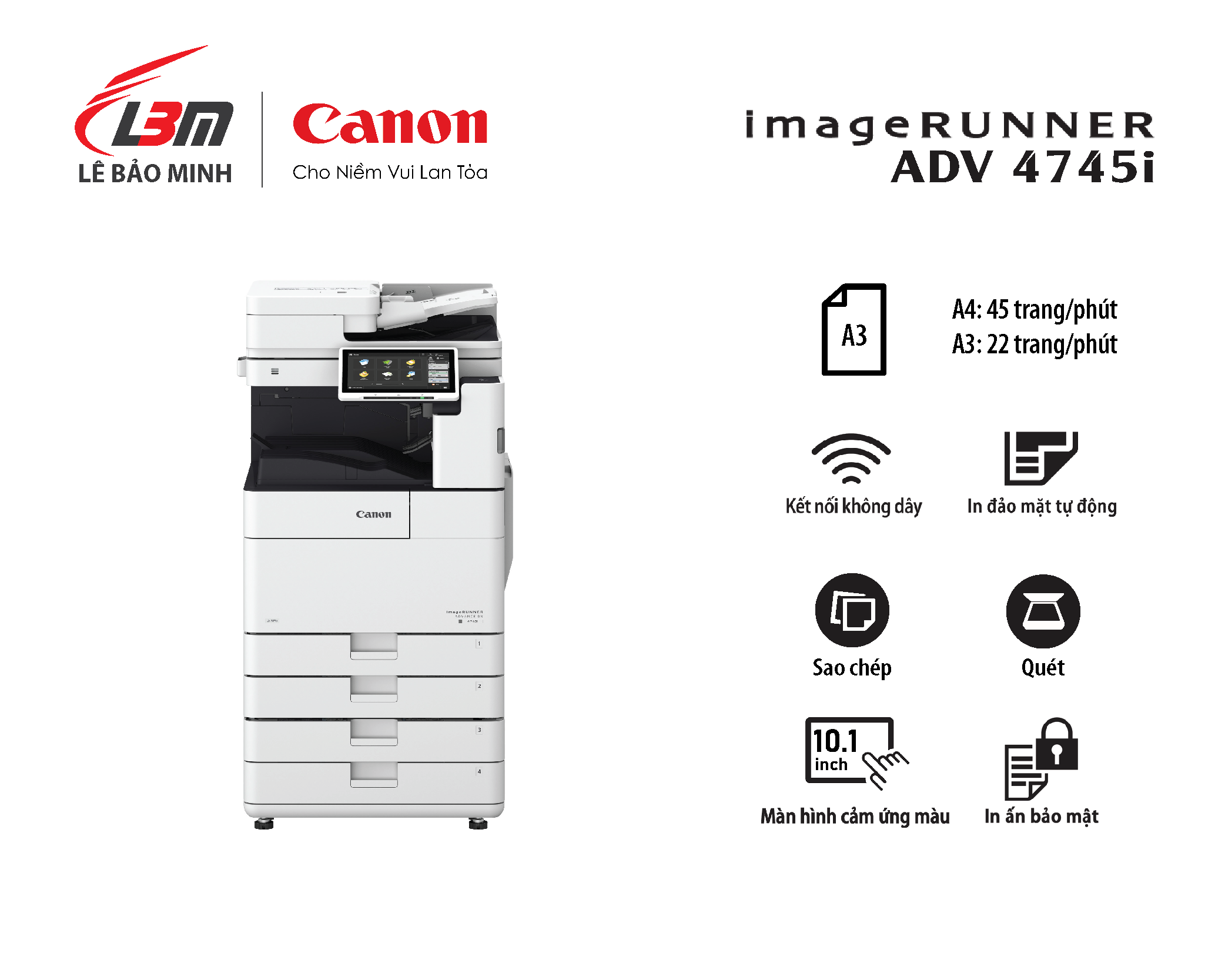 Máy Photocopy Đa Năng Đơn Sắc A3 Canon imageRUNNER ADVANCE DX 4745i