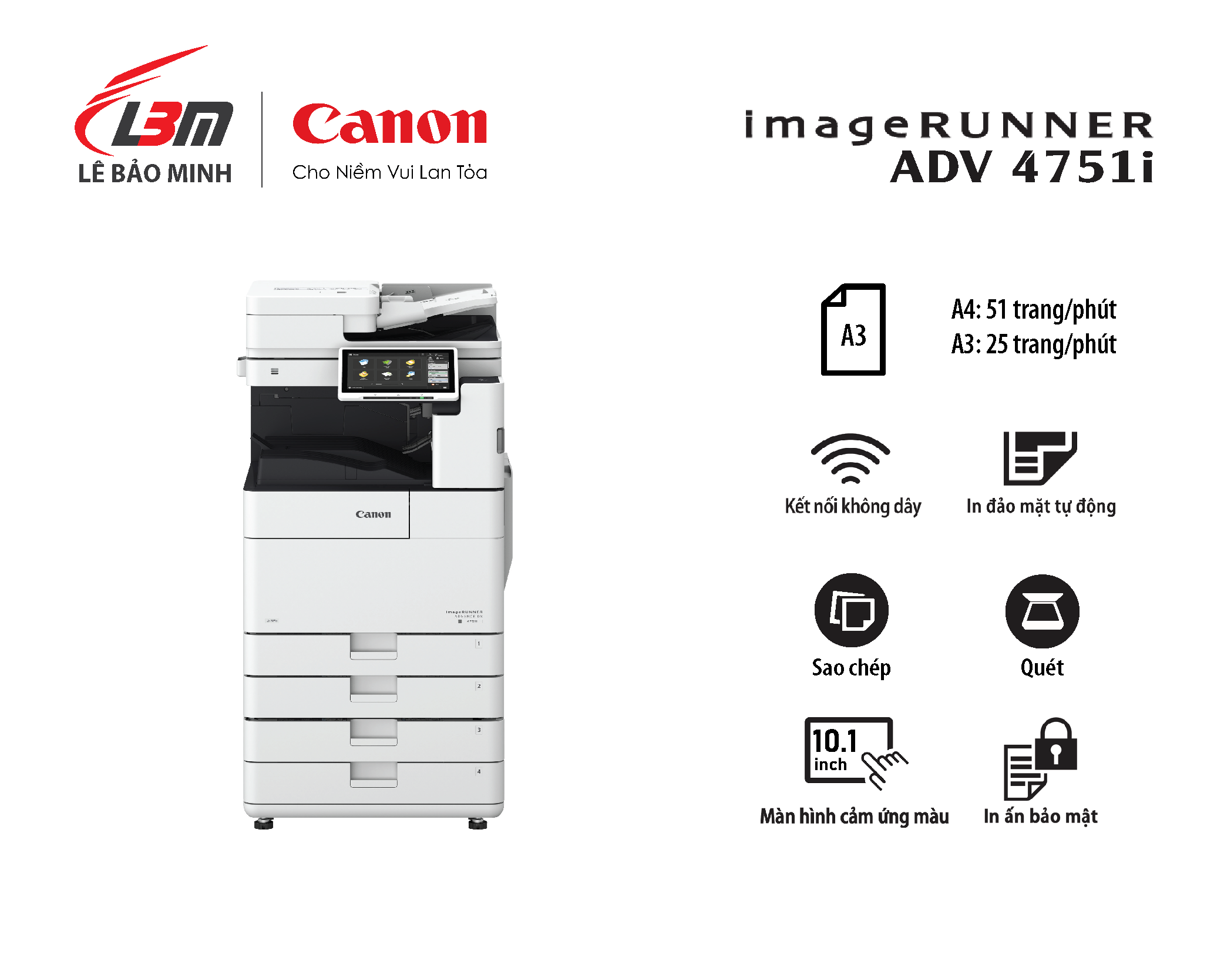 Máy Photocopy Đa Chức Năng Canon imageRUNNER ADVANCE DX 4751i (Đơn sắc A3)