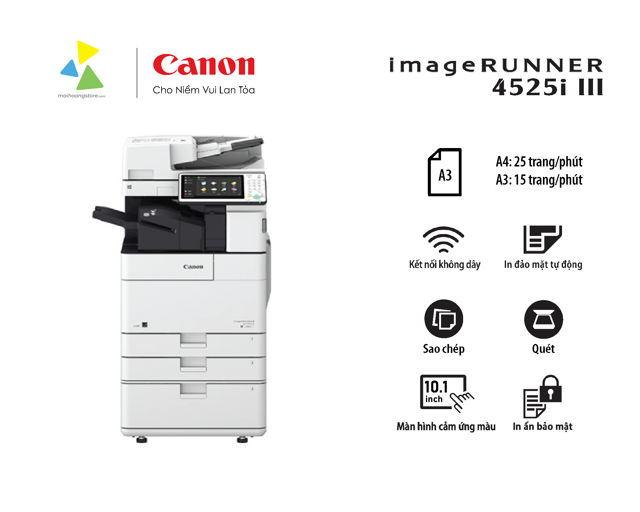 Máy Photocopy Đa Chức Năng Canon imageRUNNER ADVANCE 4525i III (Đen Trắng A3)