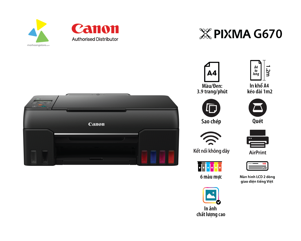 Máy in phun đa năng Canon PIXMA G670 hệ thống mực liên tục 6 màu