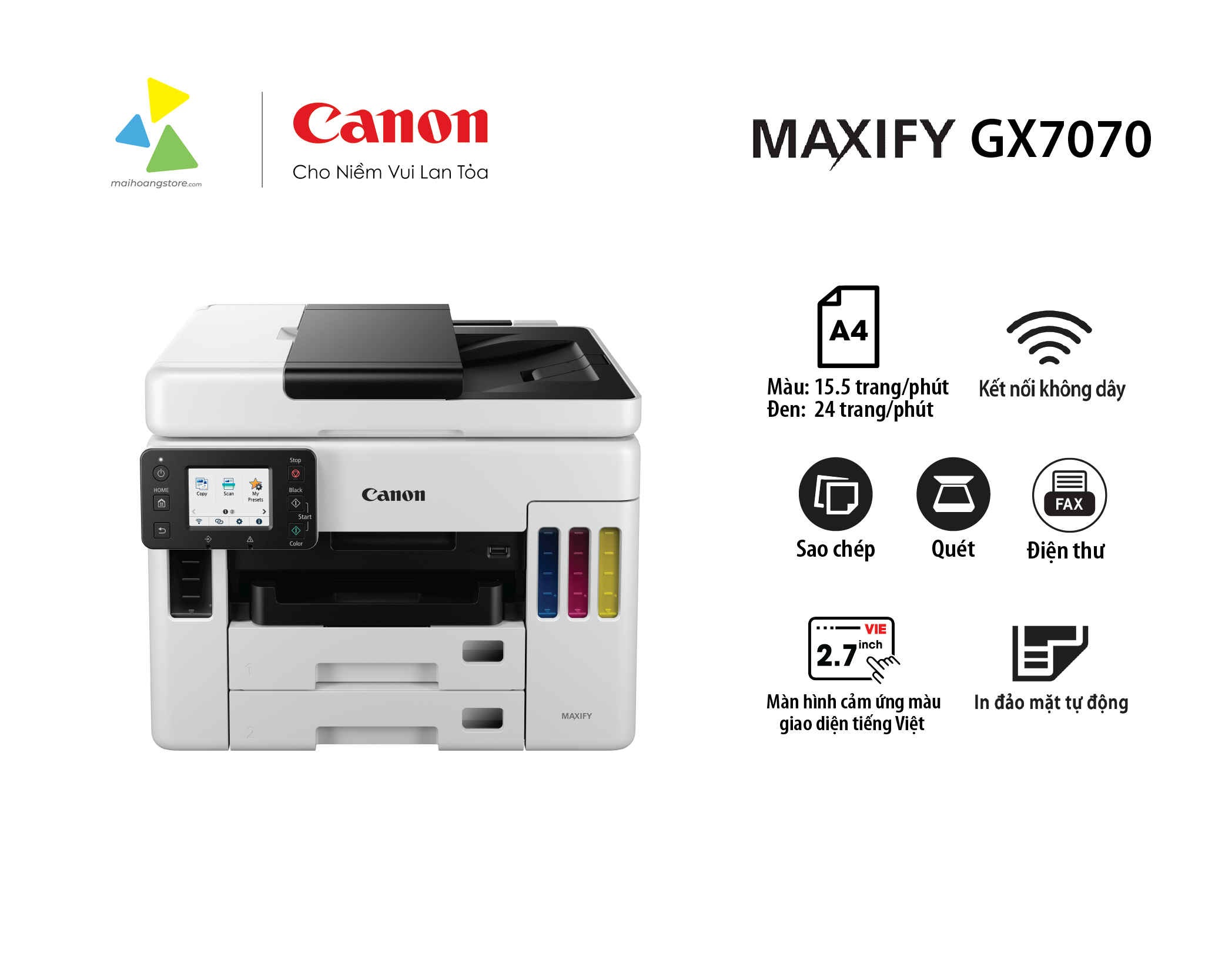 Máy In Phun Màu Đa Năng Canon MAXIFY GX7070 – Hệ Thống Mực Liên Tục