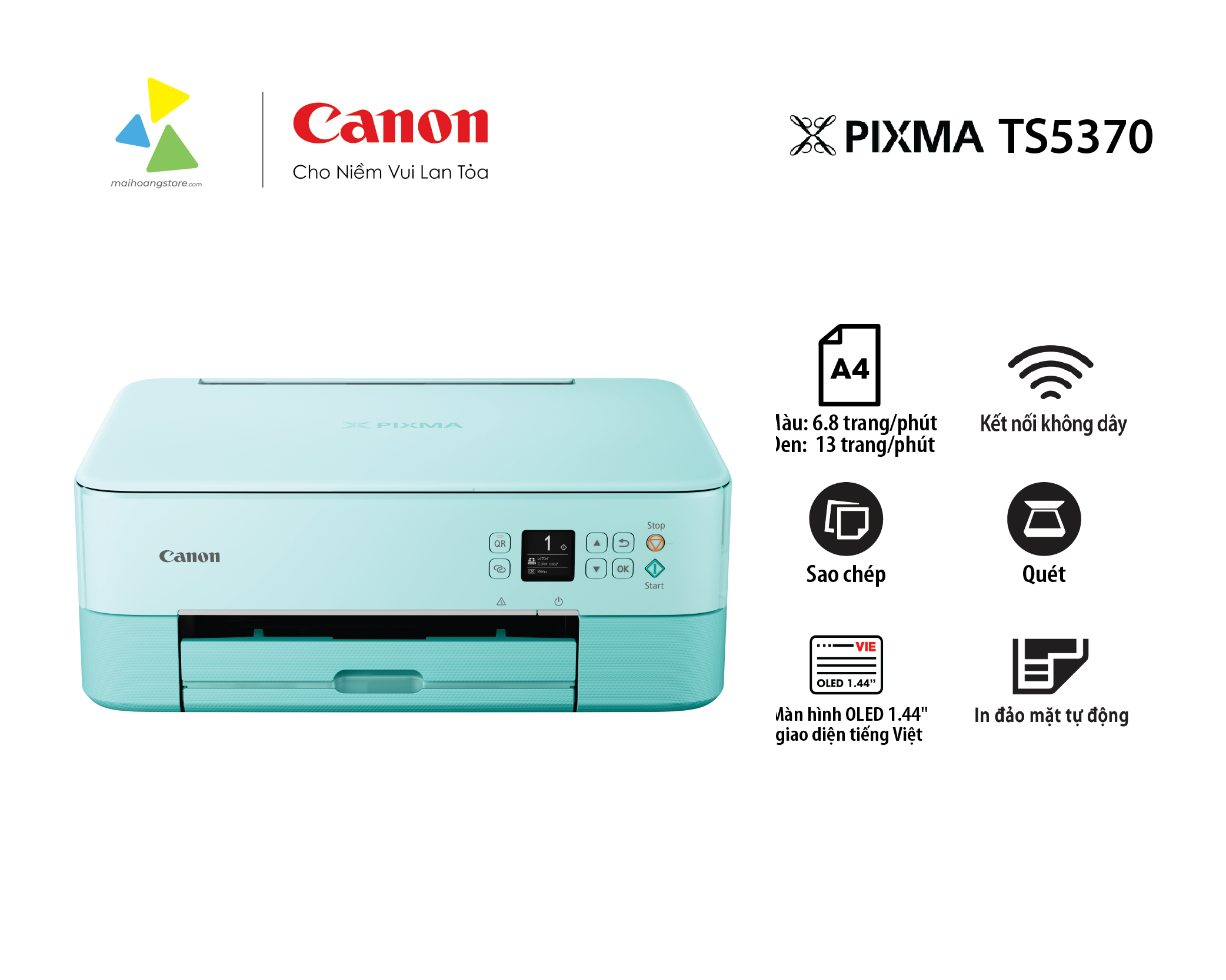 Máy In Phun Đa Năng Canon Pixma TS5370 (In, Scan, Copy) – Đen/Xanh/Hồng