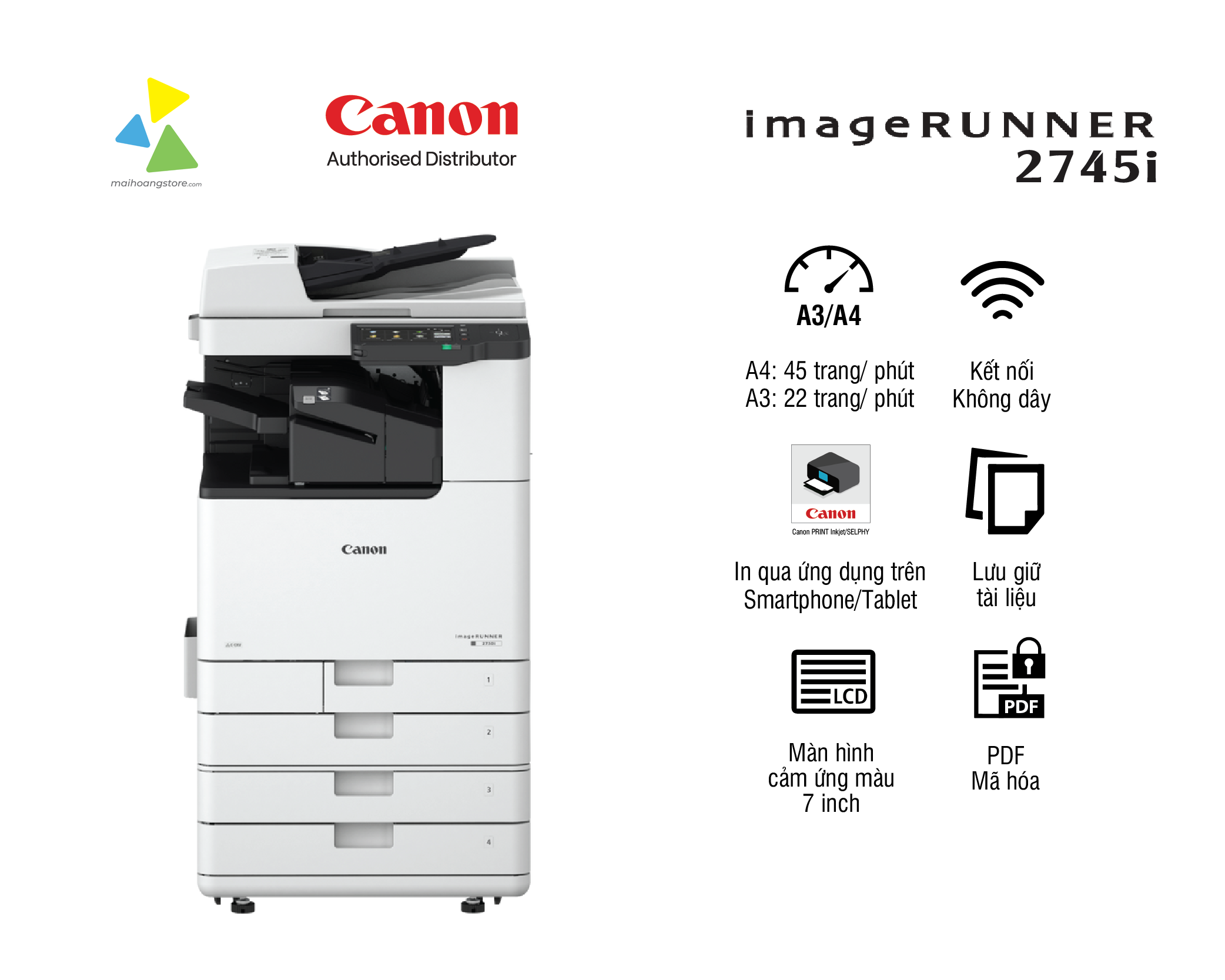 Máy Photocopy Đa Chức Năng Canon imageRUNNER 2745i (Đen Trắng, A3)